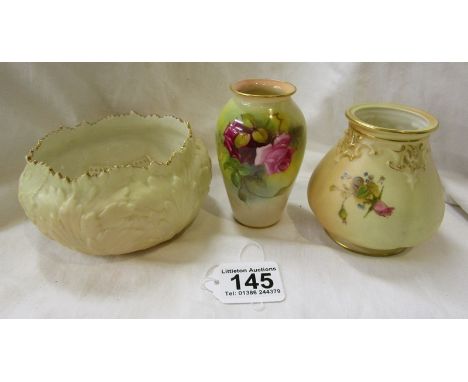 3 pieces of Royal Worcester blush ivory