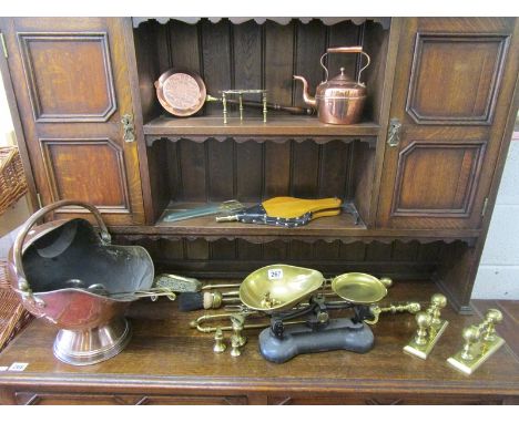 Collection of metalware to include scales &amp; weights
