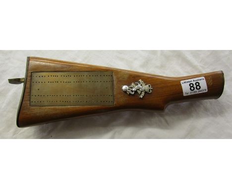 Rifle-butt trench art cribbage board