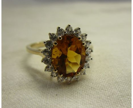 Gold citrine cluster ring