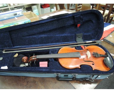 A traditional modern violin, having two piece back, labelled 'Matthieu J R Besseling, Amsterdam 1990'