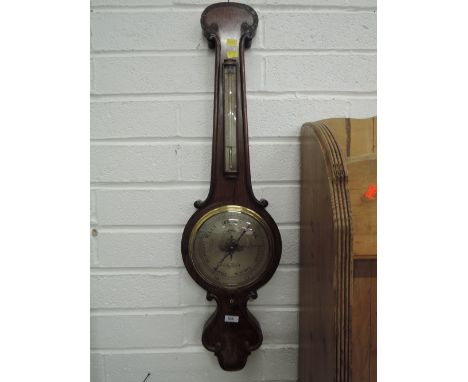 An early 19th century rosewood wheel barometer having thermometer scale, by B Porri, Skipton