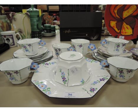 A vintage part tea coffee service by Melba bone china pattern no. 778351 art deco style 