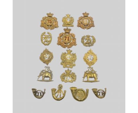 Shako Plates and Glengarry Badges Shako Plate of 71st, 73rd, 75th Foot, Glengarry Badges: (4) 93rd Foot (Sutherland Highlande