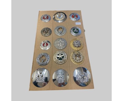 15 Plaid or Sash Brooches Scottish, Gurka, and Irish  Pipe Major Brooches  Good Condition.   Provenance: A Large Private Sing