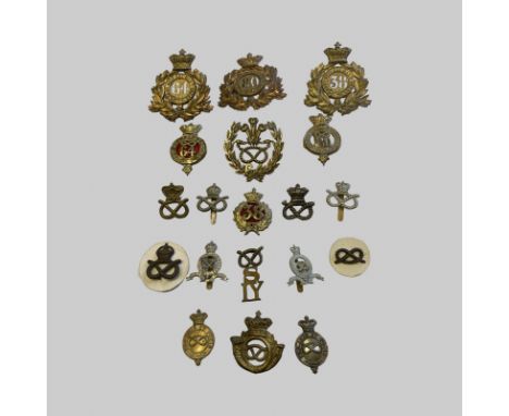 Staffordshire Badges. 64 Foot 2 Shako Helmet Plates plus 1 Glengarry Badge (Victorian Crowns), 80th Foot Shako Plate plus Gle