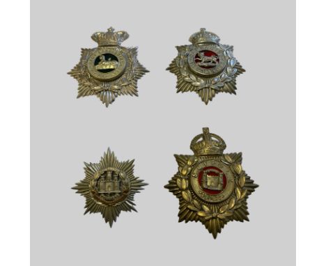 4 Helmet Plates Suffolk Helmet Plate, Victorian  2nd Battalion East Lancashire, Northamptonshire, 1st Battalion Hampshire.  G