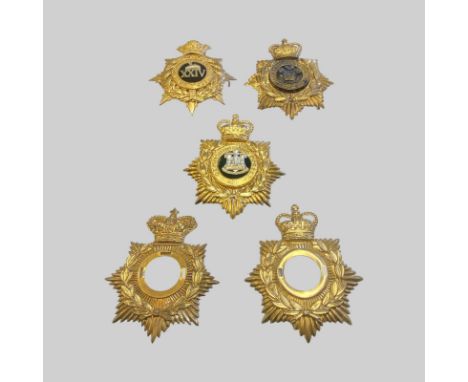 3 Helmet Plates Victorian Officers 14th Foot West Yorkshire, Prince of Wales Division (Repair), and Devon & Dorset Regiment, 
