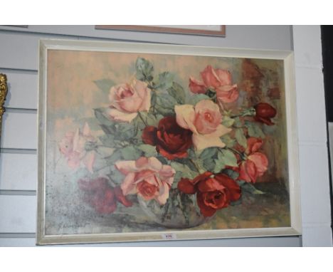 After Georges Danset (1897-1976, French), coloured print, Roses, a still life, framed, measuring 45cm x 60cm, &amp; 50cm x 68