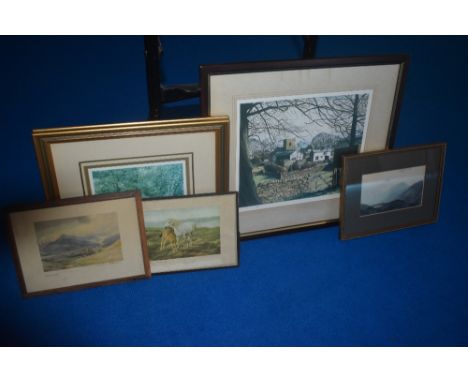 *Local Interest - After William Heaton Cooper (1903-1995, British), coloured print, 'Over the Scafells', Lake District, frame