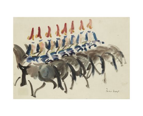 [§] PAUL LUCIEN MAZE (BRITISH/FRENCH 1887-1979)  EIGHT HORSE GUARDS   Signed, watercolour  25cm x 35cm (10in x 13.75in) Note: