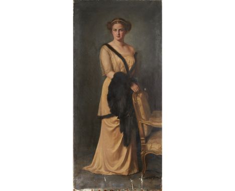 RAIMUND VON WICHERA (AUSTRIAN 1862-1925)  FULL-LENGTH PORTRAIT OF EMILIE WERTHEIMER   Signed, oil on canvas  206cm x 95cm (81