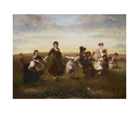 19TH CENTURY CONTINENTAL SCHOOL  RING A RING O'ROSES   Oil on canvas  79cm x 108cm (31in x 42.5in)