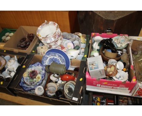 THREE TRAYS OF ASSORTED CERAMICS TO INCLUDE SPODE, ROYAL ALBERT ETC