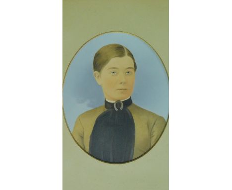 A 19th century gilt framed and glazed overpainted print, portrait. 62x50cm 