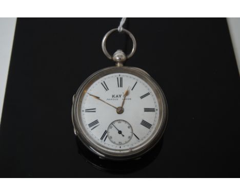 KAY'S FAMOUS LEVER KEYED MOVEMENT POCKET WATCH IN AN ENGINE TURNED SILVER CASE HALLMARKED BIRMINGHAM 1899.