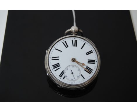 LARGE OPEN FACED POCKET WATCH BY WILLIAM BURNETT, DURHAM NO.6755 HALLMARK LONDON 1881, SILVER WITH BLANK CARTOUCHE AND ENGINE
