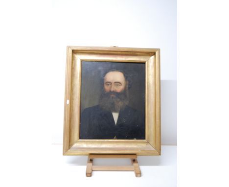 19THC OIL PAINTING ON CANVAS PORTRAIT OF A BEARDED GENTLEMAN. 50.5 X 42CM.