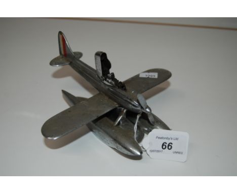 VINTAGE CHROMIUM PLATED THORENS SWISS MADE TABLE LIGHTER IN THE FORM OF A FRENCH SEA PLANE.