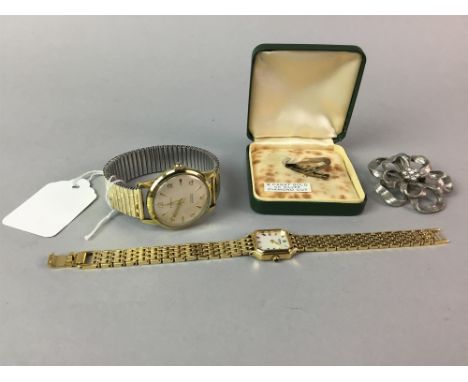 LADY'S ROTARY WRIST WATCH, with mother of pearl dial; along with a gent's Pinnacle wrist watch, gold on silver tie pin and a 