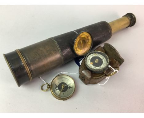 R. &amp; J. BECK TELESCOPE, along with a military compass and another compass (3)