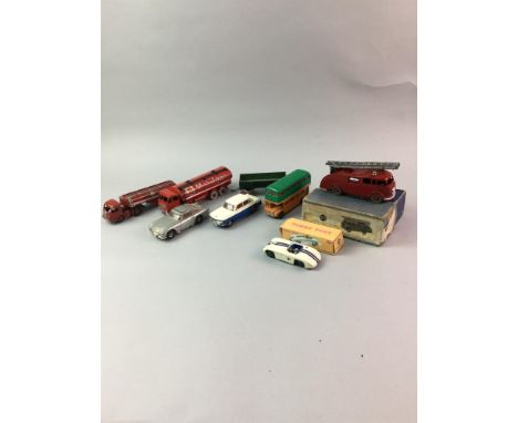 LOT OF DINKY DIE-CAST VEHICLE, including a 555 Fire Engine, a French Citerne Titan, and a Mobilgas tanker, along with others 