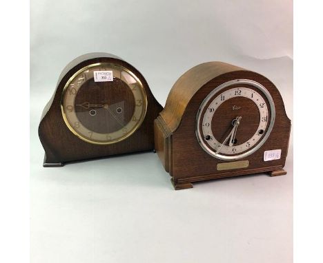 TWO OAK MANTEL CLOCKS