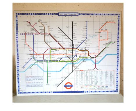 Large original London Transport Underground Tube system map/sign, laminated chipboard, designed by Paul Garbutt, printed by W