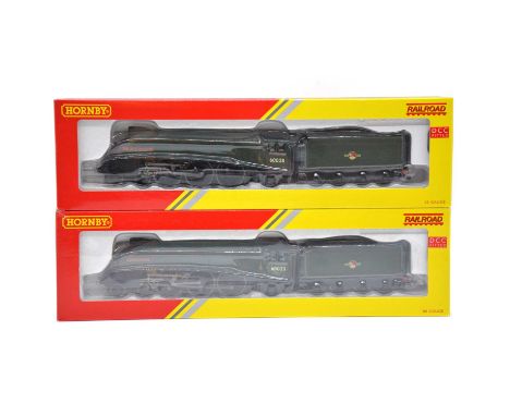 Hornby OO gauge model railway locomotives with tenders, two ref. R2784X BR 4-6-2 class A4 'Mallard' no.60022, DCC fitted, bot