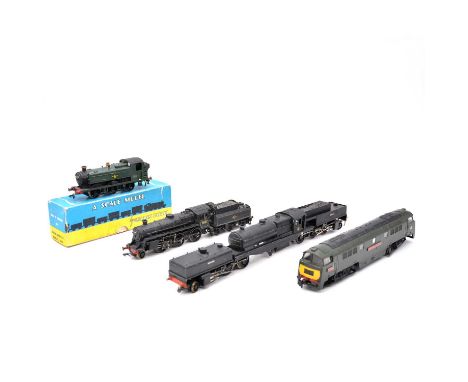 OO gauge model railway locomotives, four including kit built BR 2-6-0+0-6-2 steam locomotive no.47998; Graham Farish BR 0-6-0