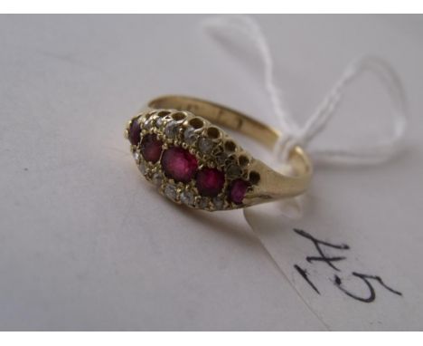 Antique 18ct gold ruby & diamond ring approx size S  