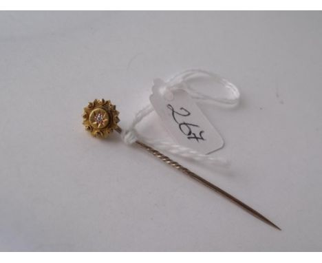 Victorian diamond set gold stick pin     