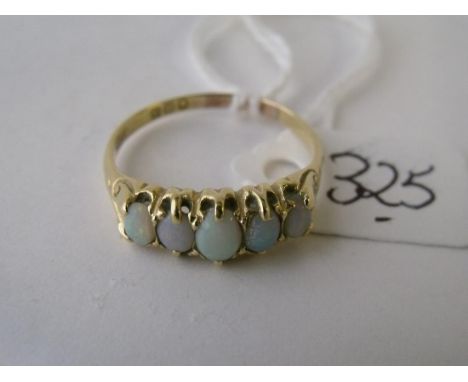 18ct gold mounted 5 stone opal ring approx size T   