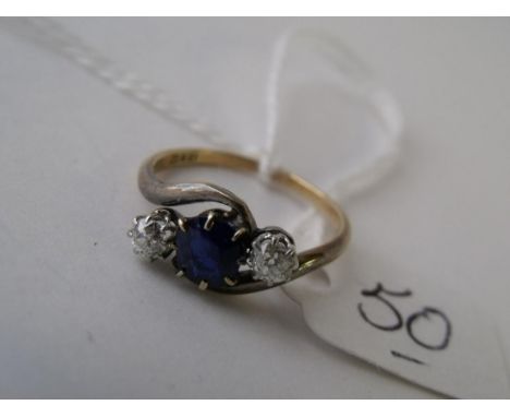 18ct gold sapphire & diamond twist ring    