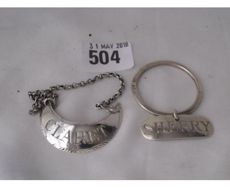 Victorian  bottle ticket Lon  1897 by PS also claret ticket   with crescent outline by IR       