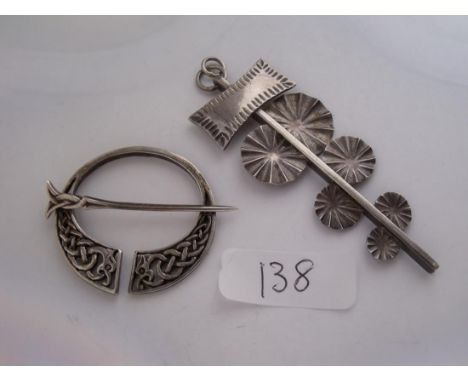 Celtic style silver cloak pin also a silver pendant   