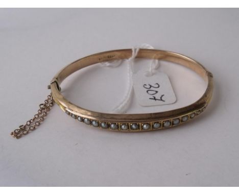 Antique 9ct pearl set bangle  7.9g     