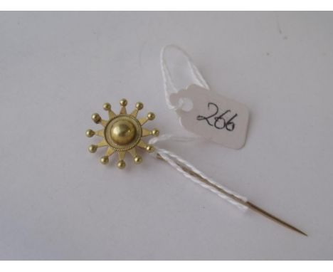 Gold stick pin with sun terminal inscribed 1897  2.3g  