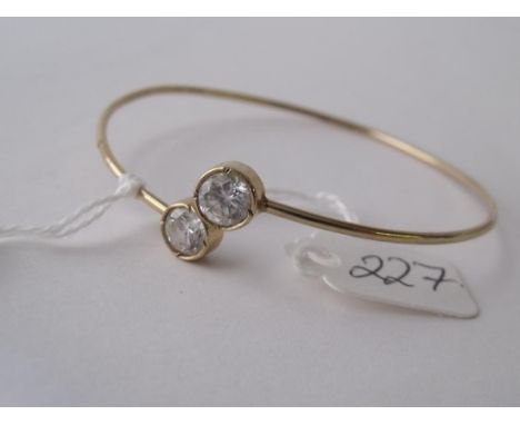 9ct bangle with white stone terminals  5.2g inc   