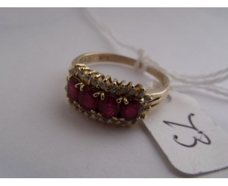 14ct gold ruby & diamond cluster ring approx size L  