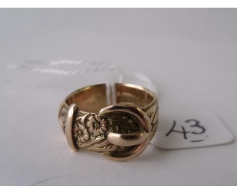 Wide Victorian 9ct buckle ring approx size P  7g   