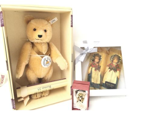 A Boxed Steiff Club Edition 1995 Baby Bar. 2 x Manx Dolls and a little Star Bear - NO RESERVE