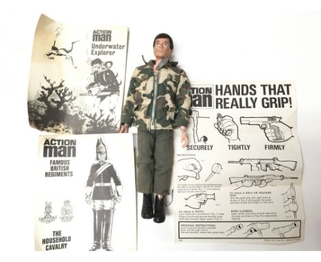 A Vintage Talking Action Man (a/f) with Various Leaflets.