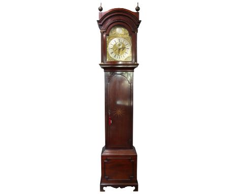 Late 18th / early 19th century mahogany eight day longcase clock, the arched dial signed James Powell, Knighton, the arched a