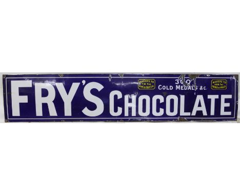 Fry's Chocolate enamel advertising sign, 38 x 190cm.