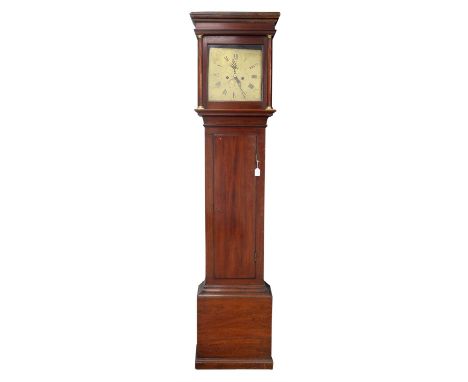 Late 18th century mahogany eight day longcase clock, c.1770, the square brass dial with Roman and Arabic numerals, seconds su