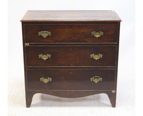 Early 19th century mahogany chest of drawers, with moulded edge top over three long graduated drawers, on bracket feet, H84 W