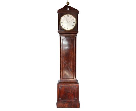 Regency mahogany eight day longcase clock, the circular silvered dial signed 'Seagood, London', with Roman numerals and secon