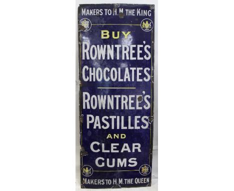 Rowntree's Chocolate enamel advertising sign, 152 x 61cm approx.Condition Report:  Most likely early 20th century, significan