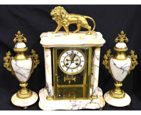 19th century French 8 day striking mantel clock by Japy Freres et Cie, having visible escapement, striking on a gong and havi